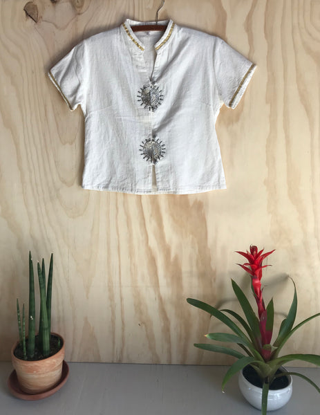 Silver Sun Button Blouse